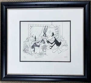 Al Hirschfeld Dressing room Warner Bros Studio Gallery LOONEY TUNES Hand signed - Picture 1 of 5