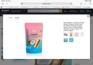 AVA Organics Original Coconut Crispy Rollers 2.82 oz x 8 Packs - FREE SHIPPING - Picture 1 of 2
