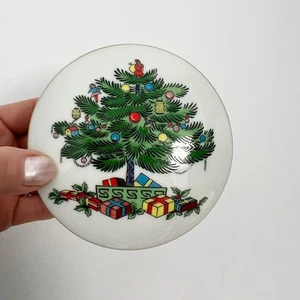 Vintage Porcelain Trinket Box Christmas Tree - Picture 1 of 10