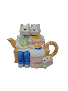 Vintage Applause Ceramic Cat Couple Teapot #39047 - Picture 1 of 23