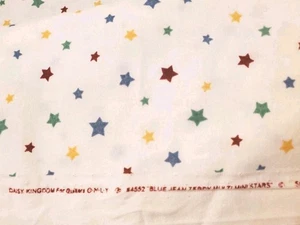 VTG 4 YD Daisy Kingdom Blue Jean Teddy Bear Mini Stars Fabric 100% Cotton - Picture 1 of 5