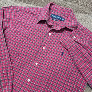 Ralph Lauren Classic Fit Red Green Plaid Long Sleeve Button Down Shirt Men’s S - Picture 1 of 6
