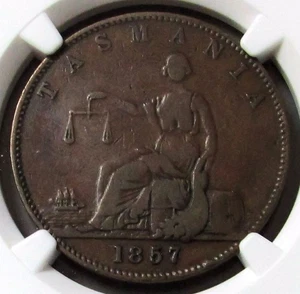 1857 AUSTRALIA 1 PENNY I. FRIEDMAN PAWNBROKER HOBART, TASMANIA NGC VF 20 BN - Picture 1 of 4