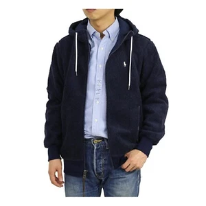 Abrigo Chaqueta Polo Ralph Lauren Con Capucha Sherpa Polar Retro Pila - Azul Marino (Blanco) - Imagen 1 de 4