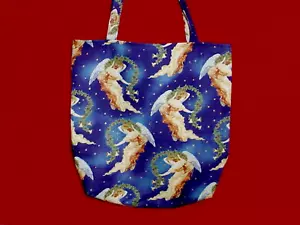BOLSO DE MANO ÁNGEL DE NAVIDAD HECHO A MANO CON BOLSILLO FORRADO 100% ALGODÓN ÁNGELES VICTORIANOS - Imagen 1 de 2