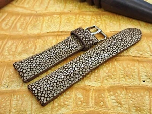 22 mm/18 mm poliertes Rochenleder Uhrenarmband maßgeschneidert Vintage exotisches Leder - Bild 1 von 10