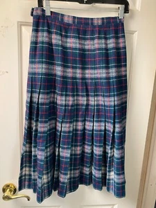 Vintage Pendleton Skirt Women's Mackenzie Dress Tartan Plaid Blue Wool Size 12 - Picture 1 of 12