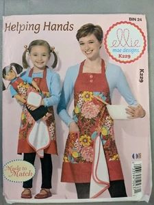 Ellie Mae Designs Pattern K234 Misses Girls 18" Doll Aprons Helping Hands S M L - Picture 1 of 7