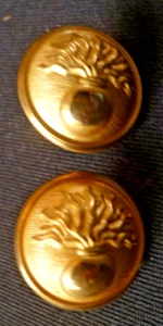 PAIR FRENCH GILT FINISH BUTTON APPROX 15MM GENDARMERIE MOBILE - Picture 1 of 1