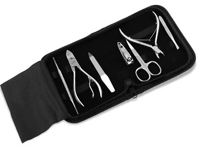 MARKENLOS Maniküre Pediküre Etui Set Nagelzange Nagelhautzange Knipser + Solingen Feile