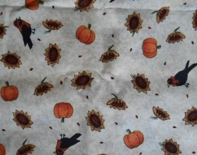 Tela de algodón Leslie Beck Telas Cranston Girasoles Cuervos 1,5 yardas pieza Foto 1 de 2