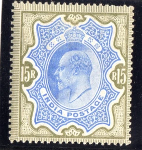INDIA EDVII SG146, 15r blue & olive -brown, LH MINT. Cat £475. - Picture 1 of 2