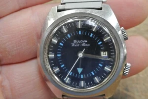 Orologio da polso vintage Bulova sveglia da polso quadrante blu data carica meccanica - Foto 1 di 5