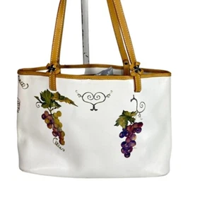 Francesco Biasia White Leather Transformed Rehabbed Bag Purse Vineyard Tote - Picture 1 of 7