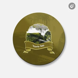 Victoria Falls World Landmark Grunge Travel | Calamita decorativa rotonda 4" x 4" - Foto 1 di 2