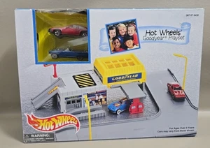 Hot Wheels 1996 "Goodyear Playset" with 2 Cars -'57 T-Bird & 82 Toyota Supra NEW - Picture 1 of 18