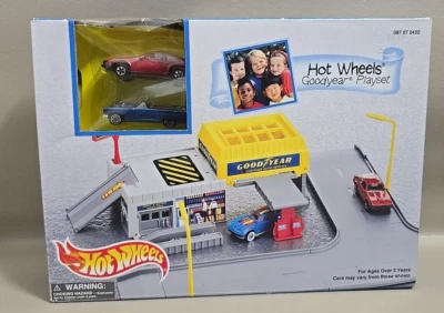 Hot Wheels 1996 "Goodyear Playset" with 2 Cars -'57 T-Bird & 82 Toyota Supra NEW - Image 1 of 4