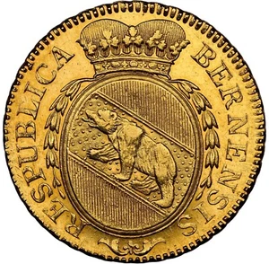 Switzerland - 1796 Bern Gold Double Duplone - NGC MS62 - EX RARE - ONLY 1 FINER! - Picture 1 of 4