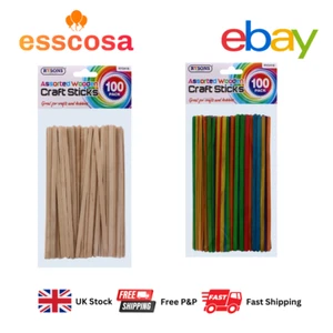 100 piezas palos artesanales de madera de colores surtidos/naturales versátiles esenciales para artesanía - Imagen 1 de 3