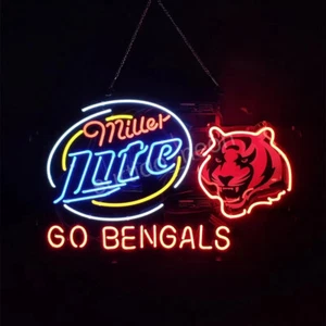 Cerveza Logo Go Bengals Pasillo de Pared Vidrio Neón Letrero Bar Lámpara Obra de Arte 24"x16" - Imagen 1 de 3
