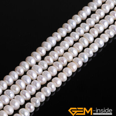 Natural White Cultured Pearl Gemstone Tiny Rondelle Spacer Loose Beads 15 Strand • 4.41€