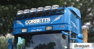Roof Bar + LED Spots For Scania 4 Series Topline Truck Top Accessories BLACK - Picture 1 of 6