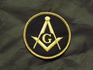 Master Mason Square Compass Patch Black Gold Iron Sew Freemason Fraternity NEW! - Picture 1 of 2