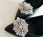 2 Pcs Fashion Rhinestone Crystal Silver Oval Wedding Shoe Clips