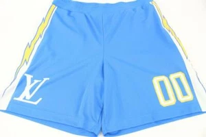 Louis Vuitton Virgil Abloh Men's XXL Blue Mesh Sporty Patch Shorts Sports 118lv2 - Picture 1 of 12