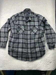 vtg CHEROKEE quilt lined shadow plaid flannel shirt jacket XXL chore workwear - Picture 1 of 11