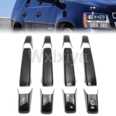 Tampa da maçaneta da porta para Chevrolet Avalanche Silverado 1500 07-13 modo fibra de carbono - Imagem 1 de 4
