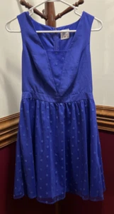 Womens Dress By Mac And Jac Sleeveless Knee Length Lined Polka Dot Sz M Blue - Picture 1 of 5