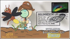 18-072, 2018, Bioluminescent Life, Pictorial Postmark, Firefly, First Day Cover - Picture 1 of 1