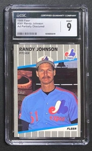 1989 FLEER ERROR CARD RANDY JOHNSON ROOKIE-- CGC 9 MINT -- SCOREBOARD ERROR - Picture 1 of 4