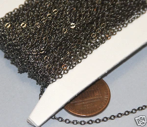 32 ft Spool of Gunmetal Tiny Flat Cable Chain 1.5mm - Picture 1 of 2