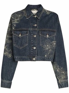 NWT Isabel Marant Isleya Blue Denim Jacket with Gold Embroidery Sz 36 - Picture 1 of 10