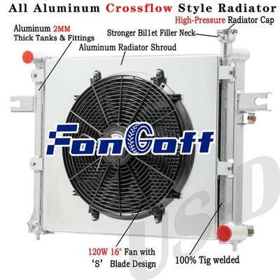 Ventilador de cubierta de radiador de 4 filas para Jeep Commander Grand 2005-2010 Cherokee MT 2006-10 Foto 1 de 4