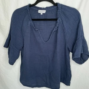 Michael Stars blau Gaze Top Damen groß Sommer Küste Strand Baumwolle Bauer - Bild 1 von 7