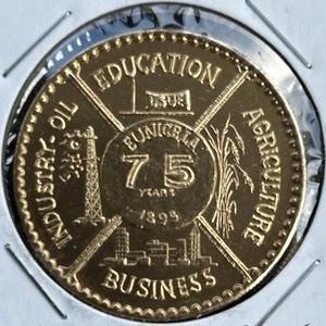 "Ficha de aluminio Eunice Louisiana LA 1970 75 años - 1,5"" color dorado" - Imagen 1 de 4