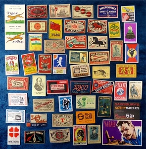 Lote de etiquetas Matchbox en todo el mundo: antiguas raras de colección, 50 etiquetas, colección mixta - Imagen 1 de 4