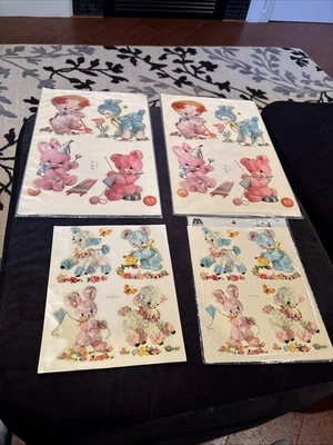 Lote de 4 juegos de calcomanías decorativas vintage Meyercord - Cutie Animals ENVÍO GRATUITO Foto 1 de 4