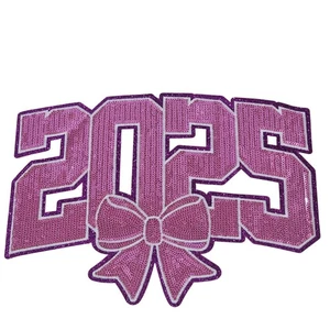 Sequin and Glitter New Years 2025 Iron-On Patch Applique - Picture 1 of 4
