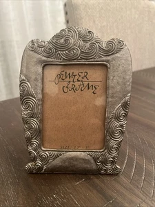 Barron Pewter Picture Frame W/ Swirls 3.5" x 5" Back Stand - Picture 1 of 10