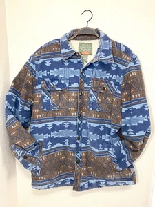 Chaqueta St. John Bay Azul Grande Forrada Sherpa Azteca Suroeste Cazadora A Presión - Imagen 1 de 3