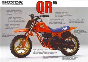 1984 HONDA QR50FD Kids Fun Wheels Mini Bike 2 page Motorcycle Sales Brochure NCS - Picture 1 of 2