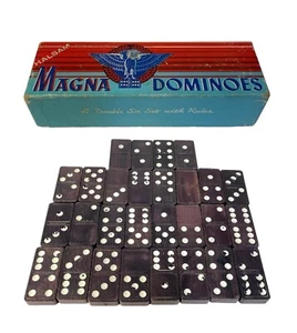 Juego Doble Seis Dominó Magna Nº225 Vintage Caja Original Hecho en EE. UU. 28 Piezas - Imagen 1 de 11