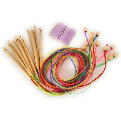 Bamboo Afghan Tunisian Crochet Hooks Set of 12 3mm-10mm hooks or Singles