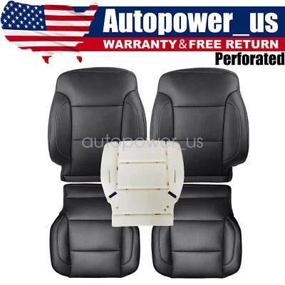 For 2014-2019 GMC Sierra 3500HD SLT Front Leather Seat Cover & Driver Foam Black Foto 1 de 4