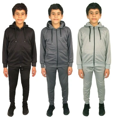 Boy Tracksuit Kids Hooded Top Jogging Jogger Sports School Gym Pants Bottoms - Image 1 of 4