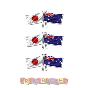 Japan & Australia Flags sticker 100mm 3 pack quality waterproof vinyl - Picture 1 of 1